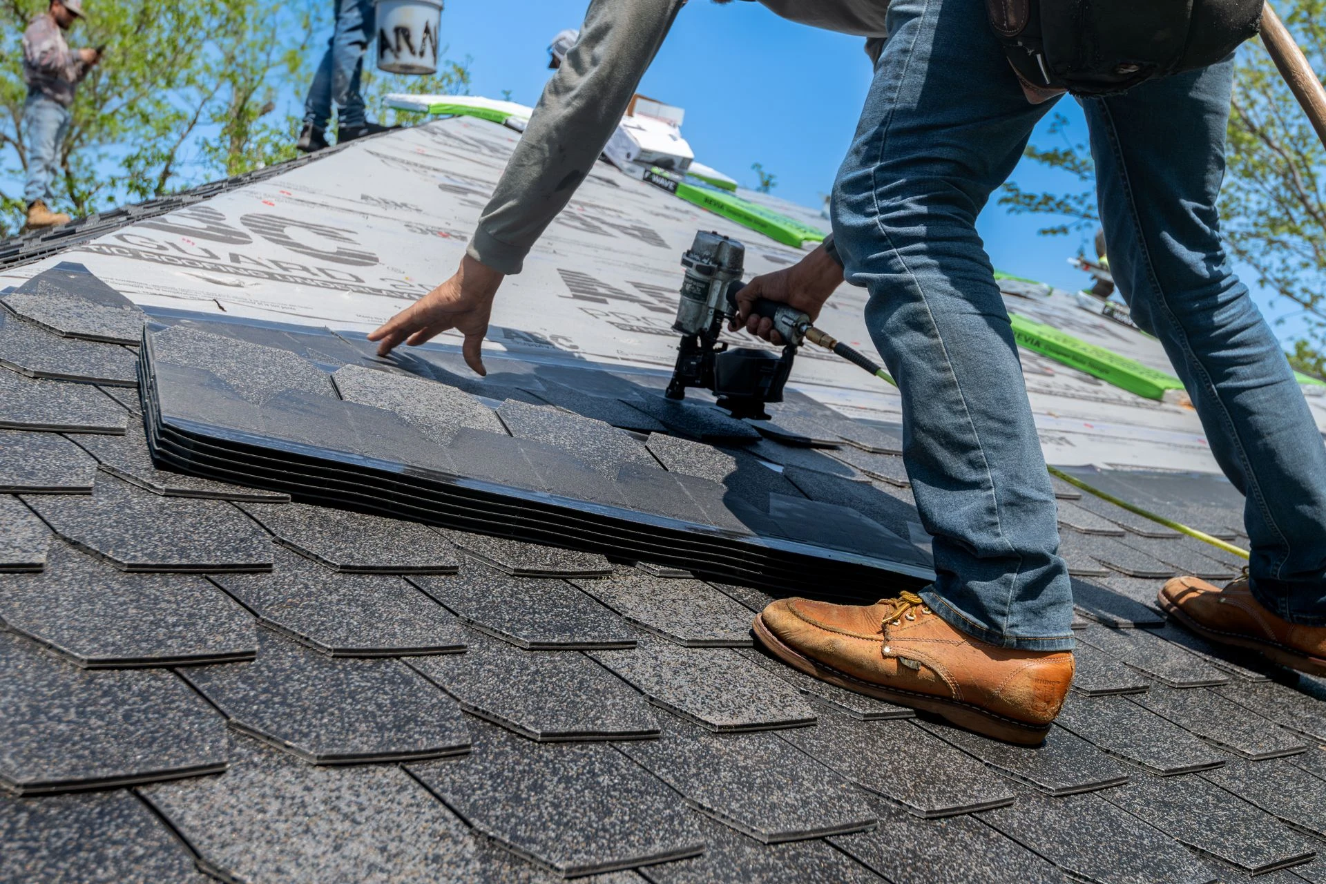 Completed roof replacement on a home in Kyle, Texas